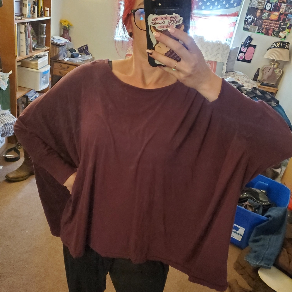 H by Bordeaux Oversize Dorman Wine Purple Shirt
